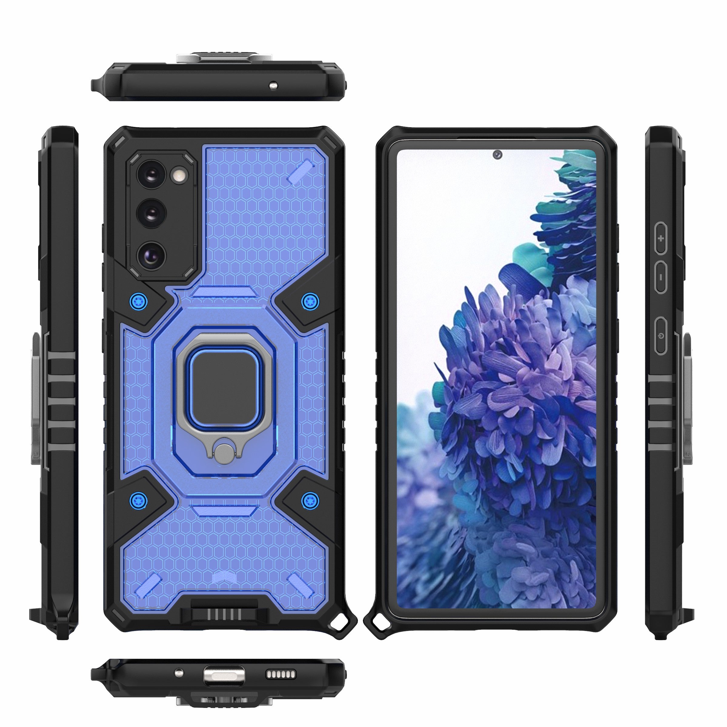 Tough Heavy PC+TPU Hybrid Kickstand Protective Phone Case with Holder Grip Magnetic Metal for Samsung Galaxy S20 FE 2022/S20 FE 4G/S20 FE 5G/S20 Lite - Blue Tough Heavy PC+TPU Hybrid Kickstand Protective Phone Case with Holder Grip Magnetic Metal for Samsung Galaxy S20 FE 2022/S20 FE 4G/S20 FE 5G/S20 Lite - Blue